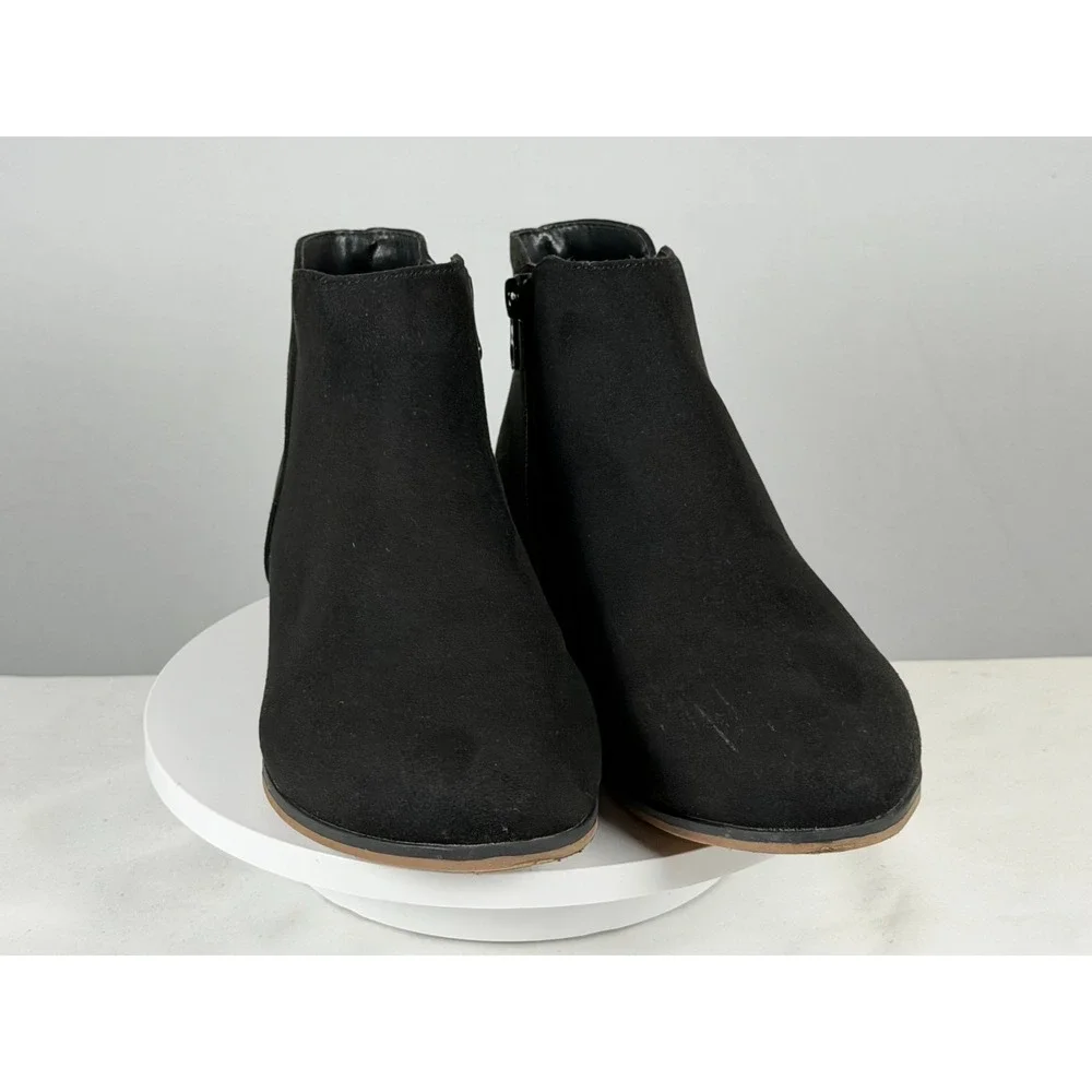 Cat & Jack Black Faux Suede Side Zip Ankle Bootie Kids Youth Size‎ 5